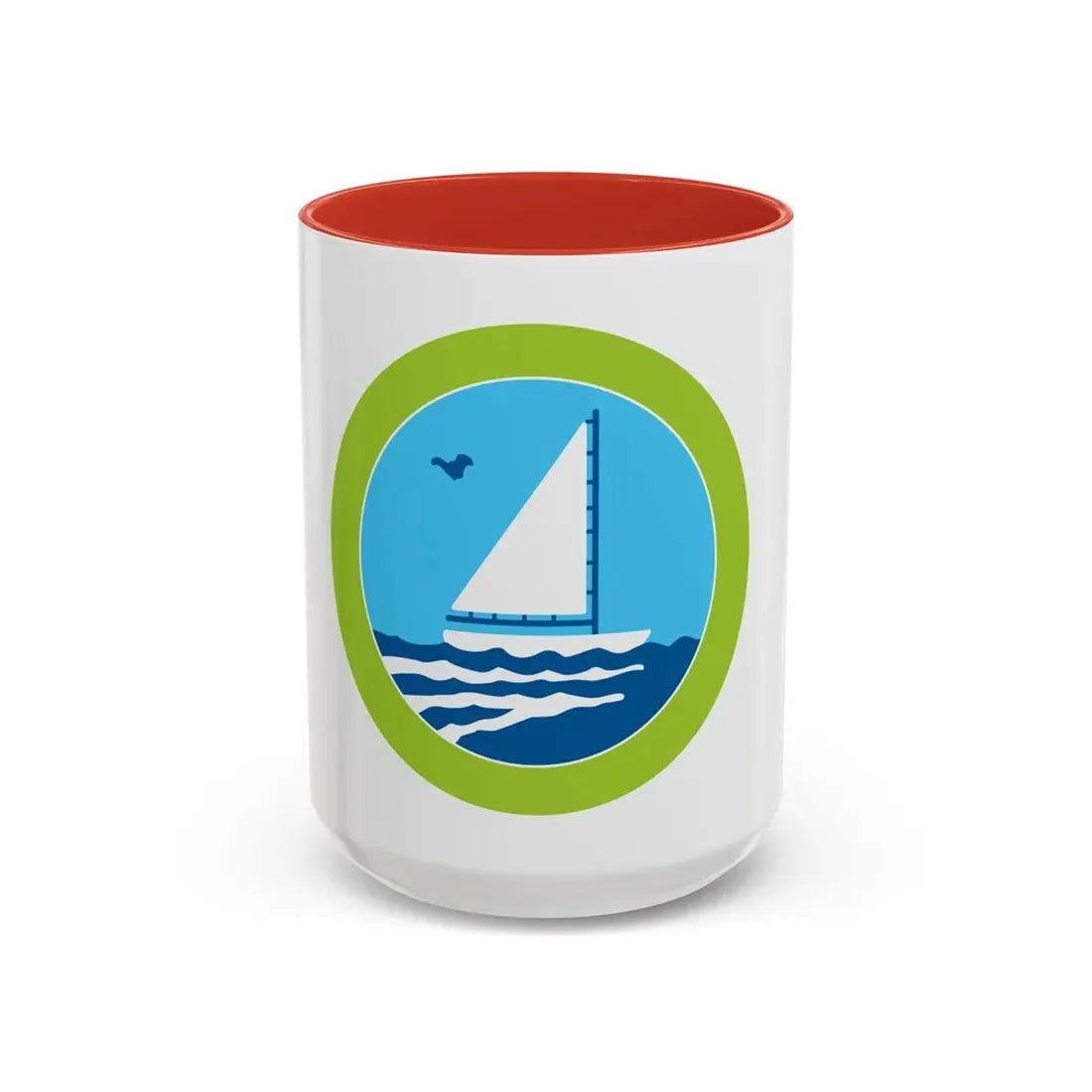 Small Boat Sailing (Boy Scout Merit Badge) Accent Coffee Mug 15oz Red - Go Mug Yourself