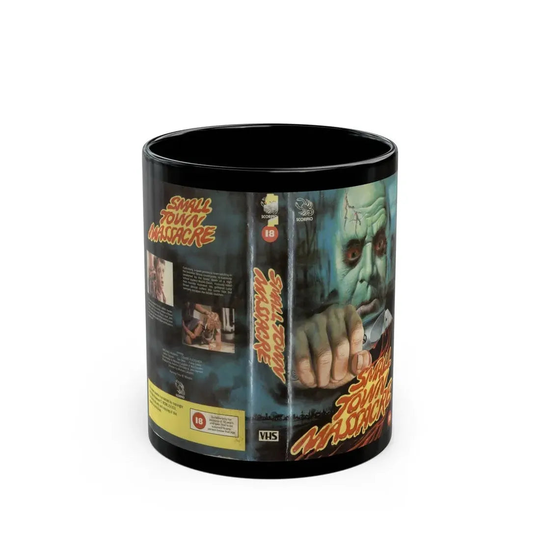SMALL TOWN MASSACRE (VHS COVER) - Black Coffee Mug 11oz - Go Mug Yourself
