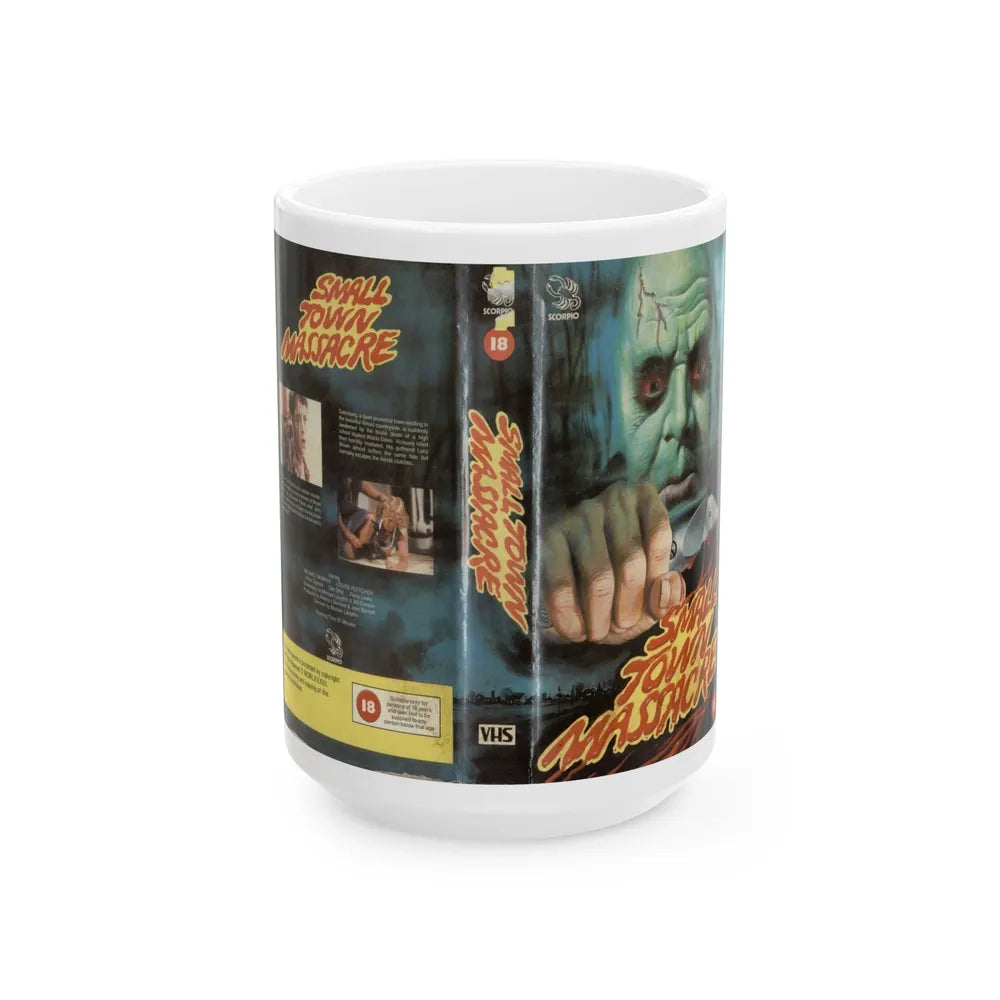 SMALL TOWN MASSACRE (VHS COVER) - White Coffee Mug-15oz-Go Mug Yourself
