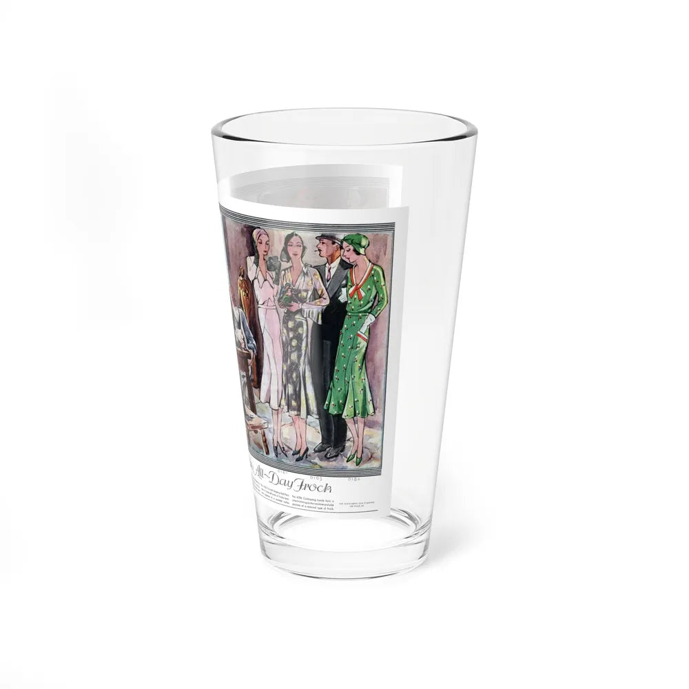 Smart Sightseers Favor The The All Day Frock, McCall's, July 1930 (Magazine Illustration) Pint Glass 16oz - Go Mug Yourself
