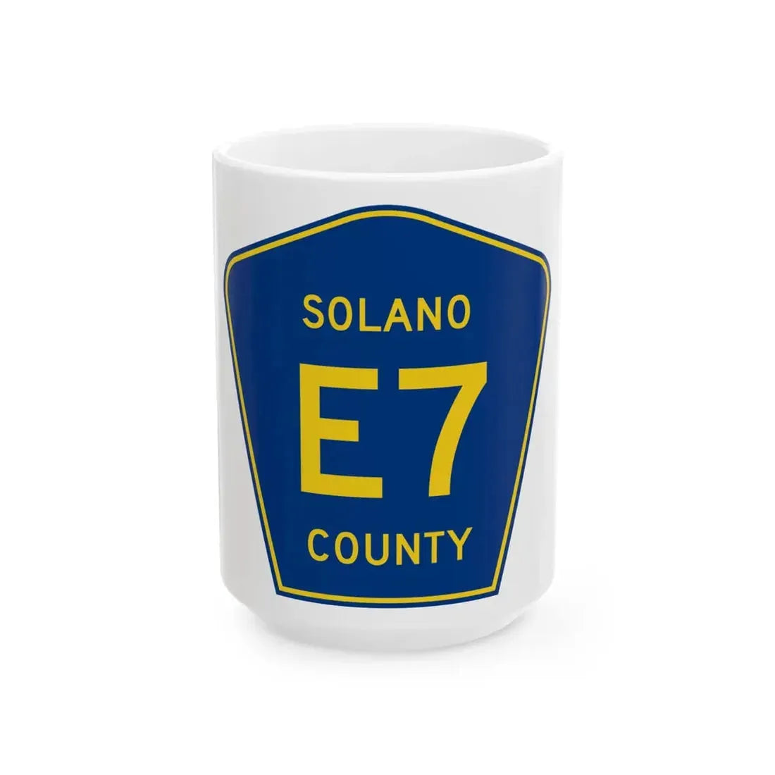 Solano County E7 (California) (Road Sign) White Coffee Mug 15oz - Go Mug Yourself