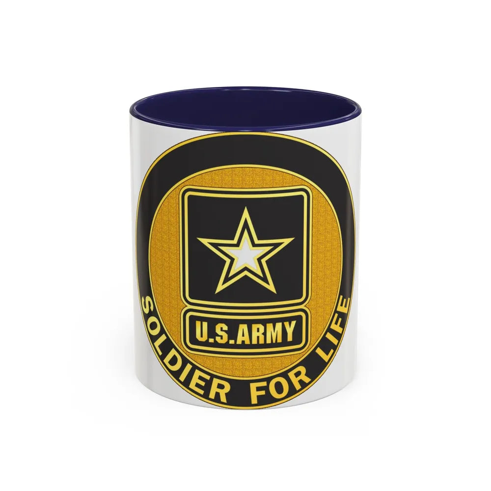 Soldier for Life Lapel Button (U.S. Army) Accent Coffee Mug 11oz Navy - Go Mug Yourself