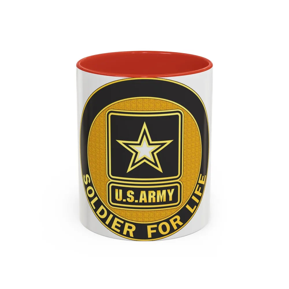 Soldier for Life Lapel Button (U.S. Army) Accent Coffee Mug 11oz Red - Go Mug Yourself