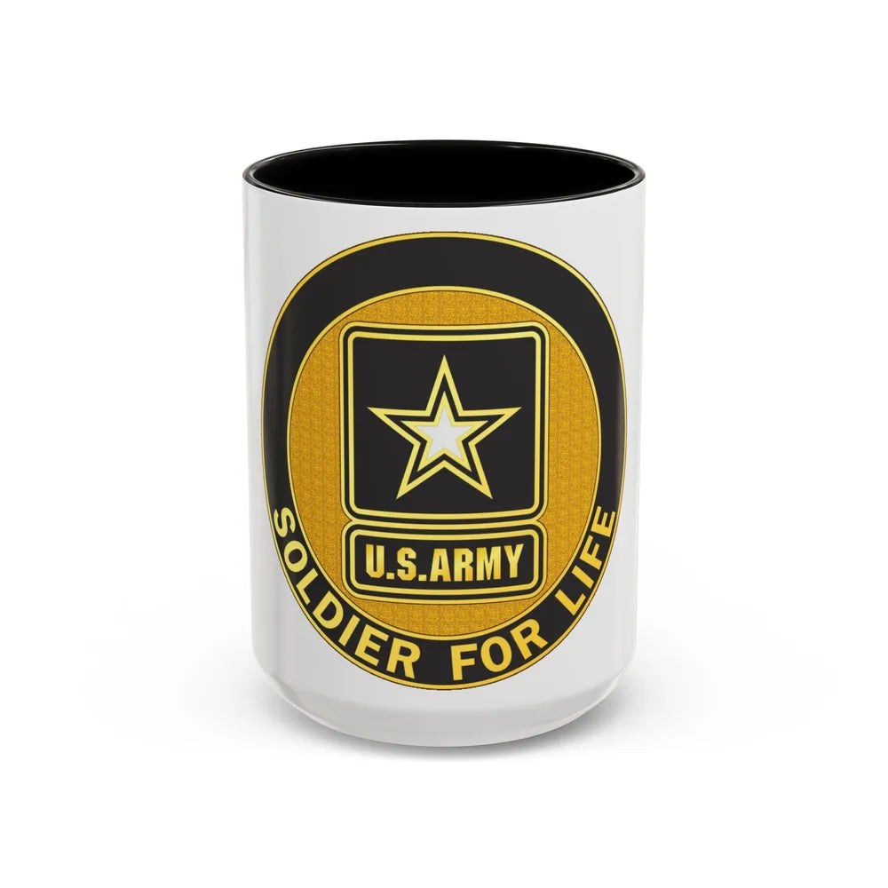 Soldier for Life Lapel Button (U.S. Army) Accent Coffee Mug 15oz Black - Go Mug Yourself