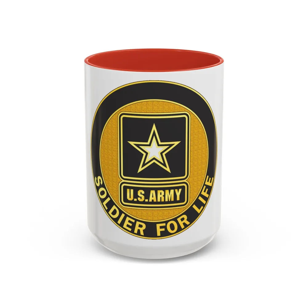 Soldier for Life Lapel Button (U.S. Army) Accent Coffee Mug 15oz Red - Go Mug Yourself