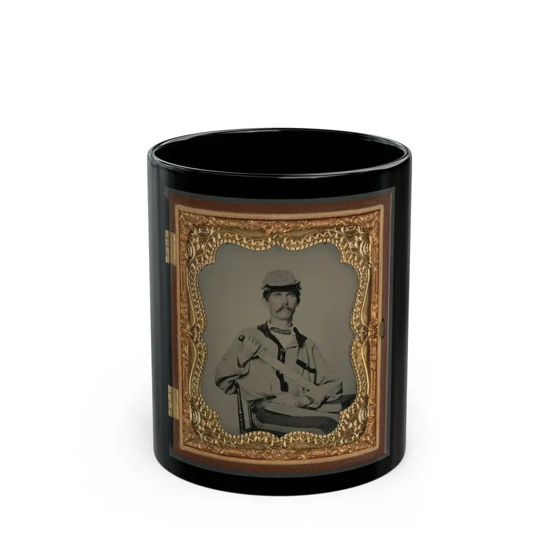 Soldier In Confederate Uniform (U.S. Civil War) Black Coffee Mug 11oz - Go Mug Yourself