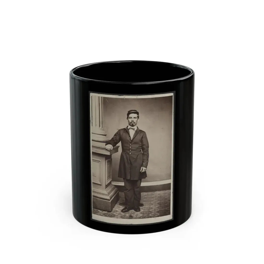 Soldier Named Garrison In Uniform Next To Column (U.S. Civil War) Black Coffee Mug 11oz - Go Mug Yourself