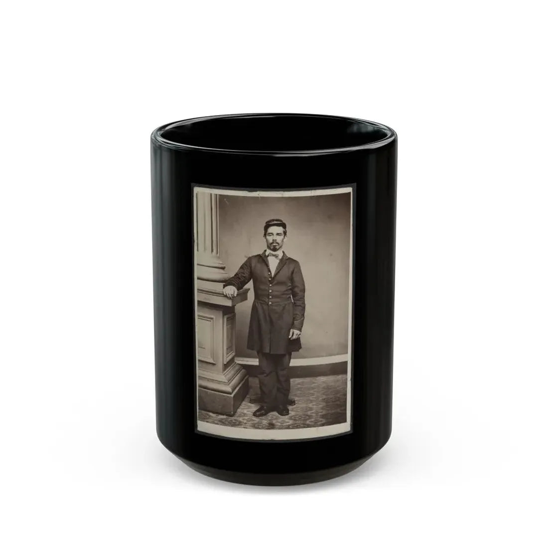 Soldier Named Garrison In Uniform Next To Column (U.S. Civil War) Black Coffee Mug 15oz - Go Mug Yourself
