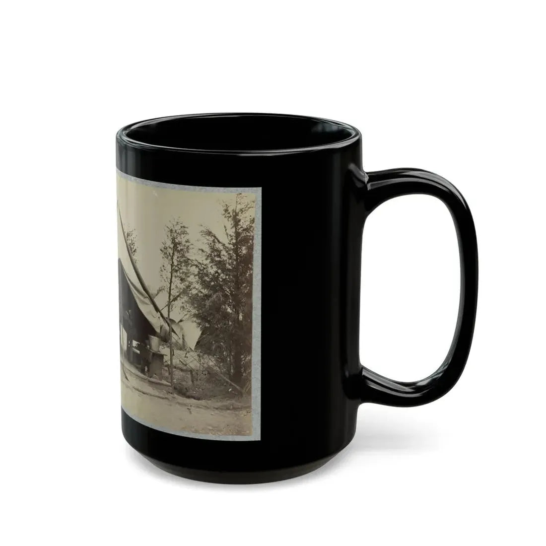 Soldier Sitting Inside His Tent (U.S. Civil War) Black Coffee Mug - Go Mug Yourself