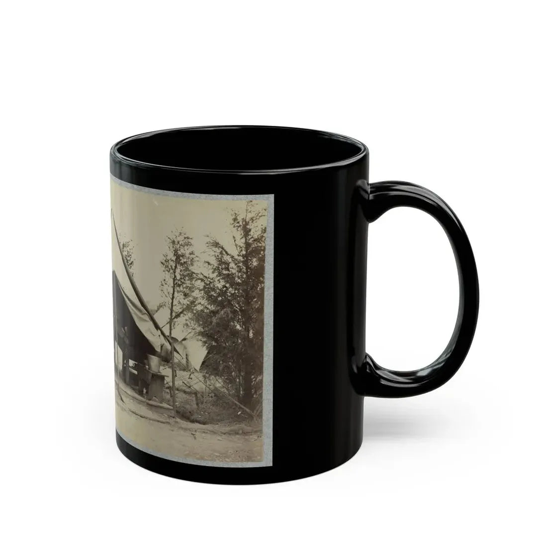 Soldier Sitting Inside His Tent (U.S. Civil War) Black Coffee Mug - Go Mug Yourself