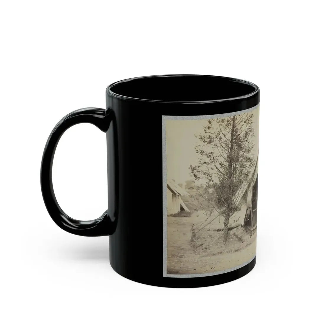 Soldier Sitting Inside His Tent (U.S. Civil War) Black Coffee Mug - Go Mug Yourself