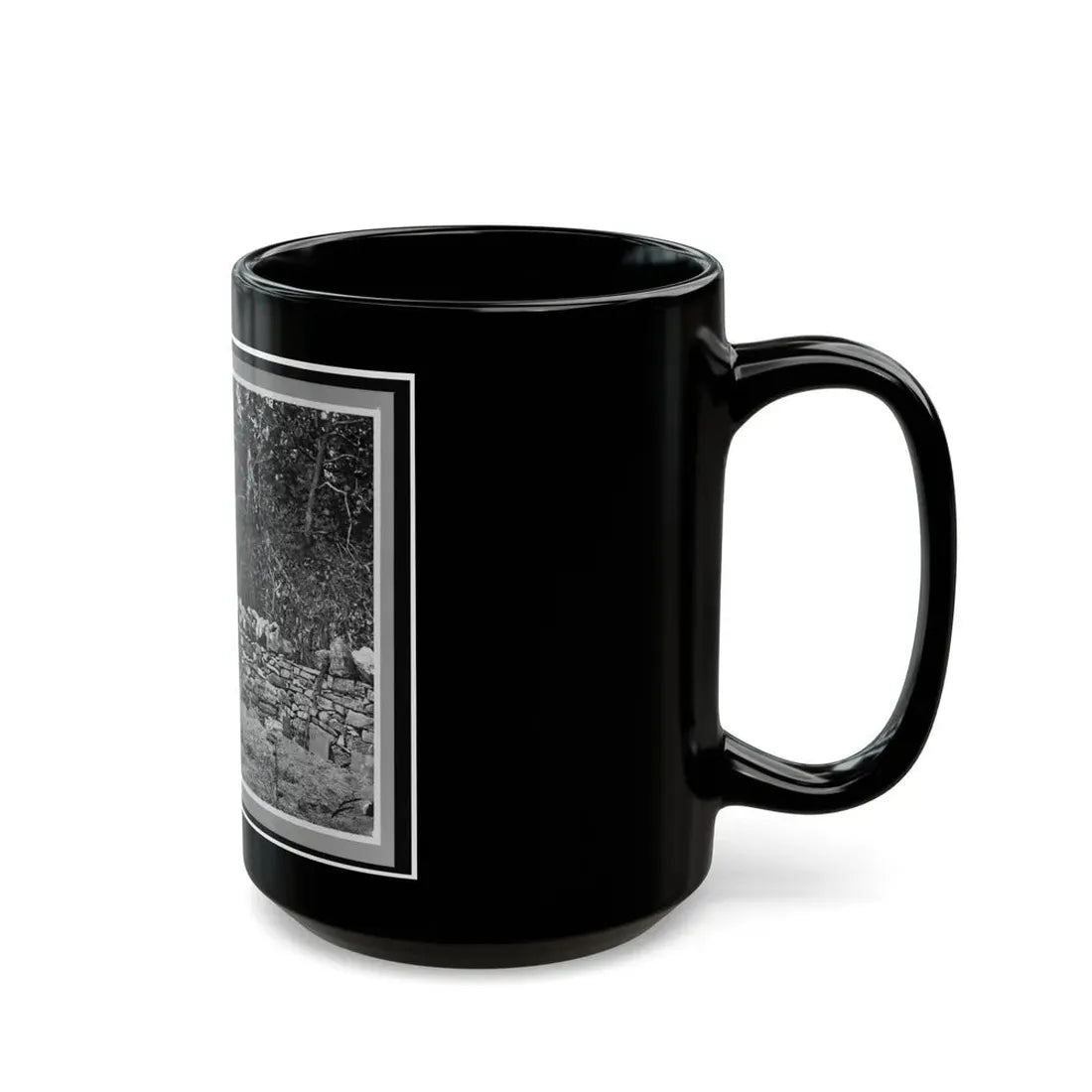 Soldier Standing At Graves Of Federal Soldiers, Along Stone Fence, At Burnside Bridge, Antietam, Maryland (U.S. Civil War) Black Coffee Mug - Go Mug Yourself