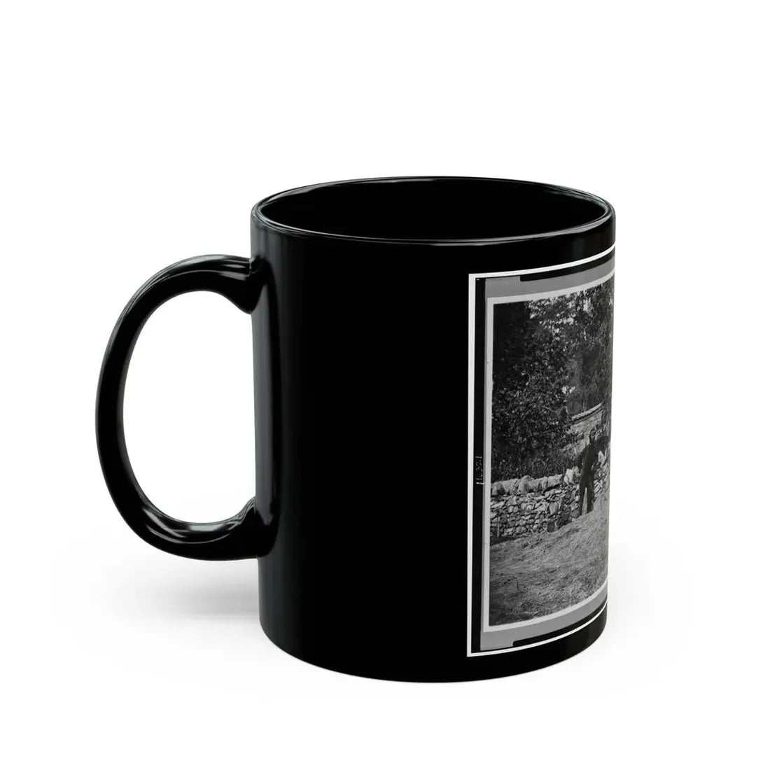 Soldier Standing At Graves Of Federal Soldiers, Along Stone Fence, At Burnside Bridge, Antietam, Maryland (U.S. Civil War) Black Coffee Mug - Go Mug Yourself