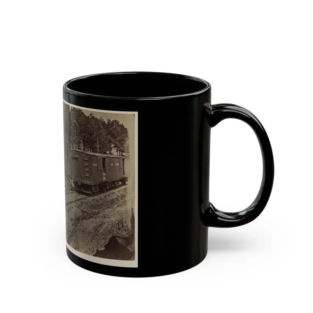 Soldiers With Cannon On Small Railroad Car (U.S. Civil War) Black Coffee Mug - Go Mug Yourself