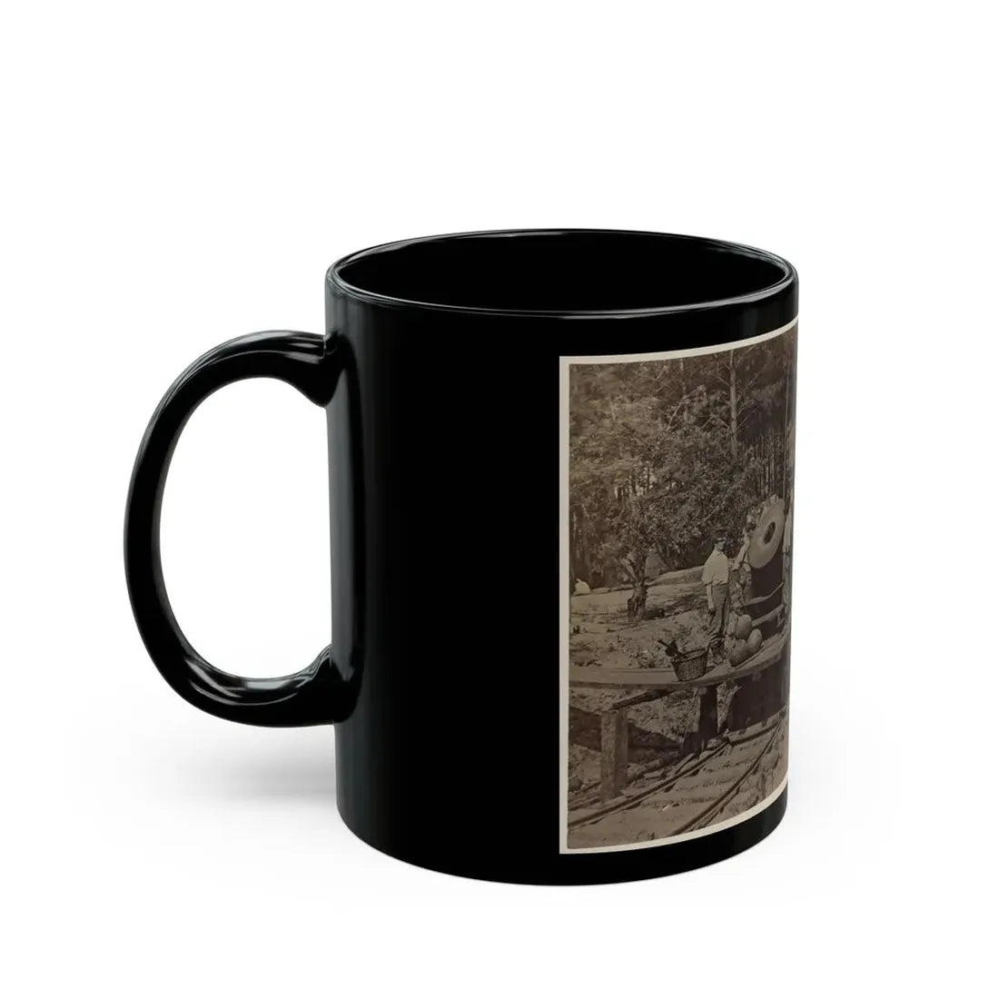 Soldiers With Cannon On Small Railroad Car (U.S. Civil War) Black Coffee Mug - Go Mug Yourself