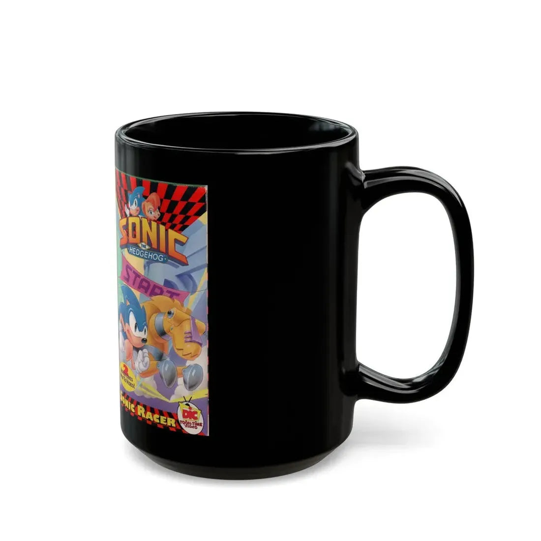 SONIC THE HEDGEHOG SONIC RACER (VHS COVER) - Black Coffee Mug - Go Mug Yourself