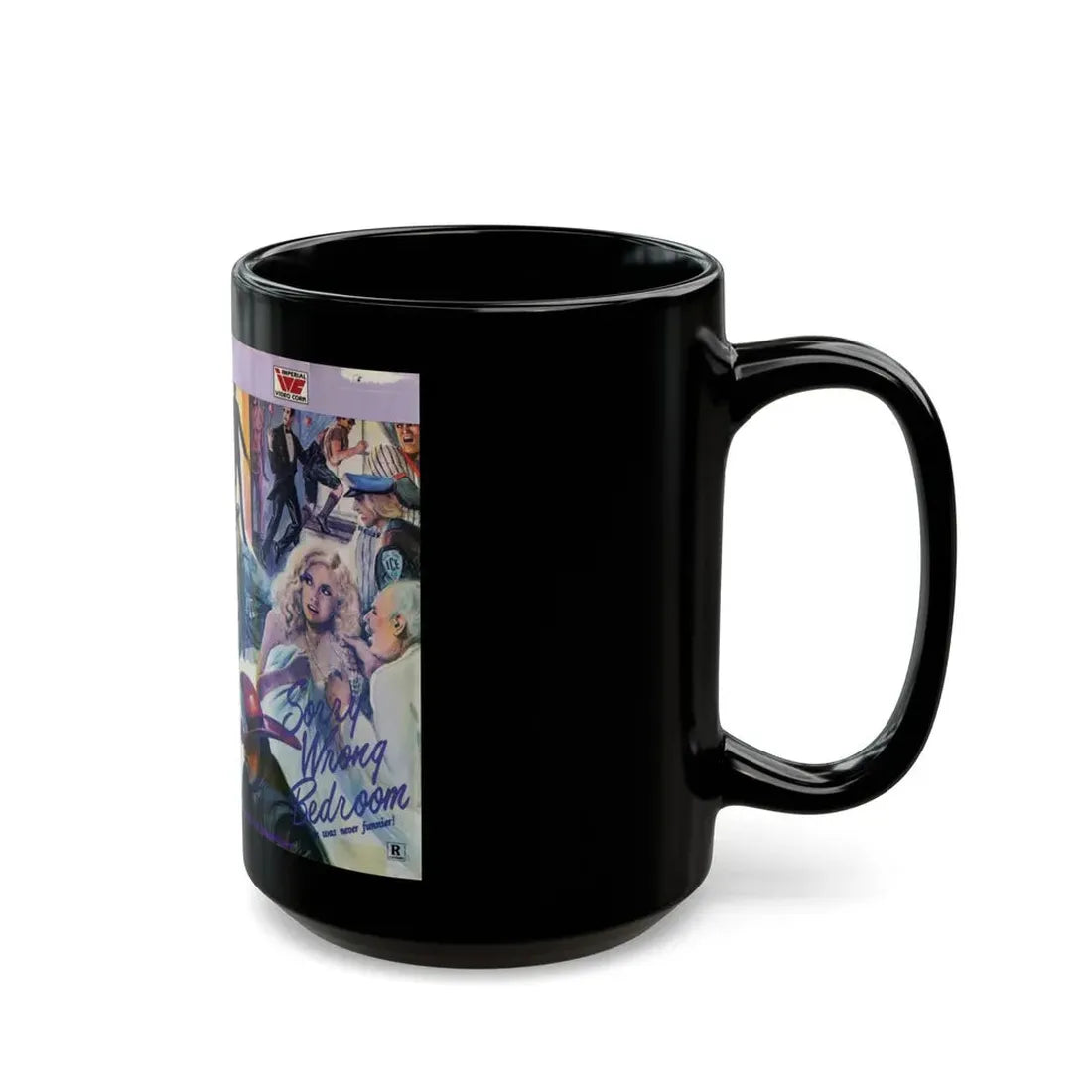 SORRY WRONG BEDROOM (VHS COVER) - Black Coffee Mug - Go Mug Yourself