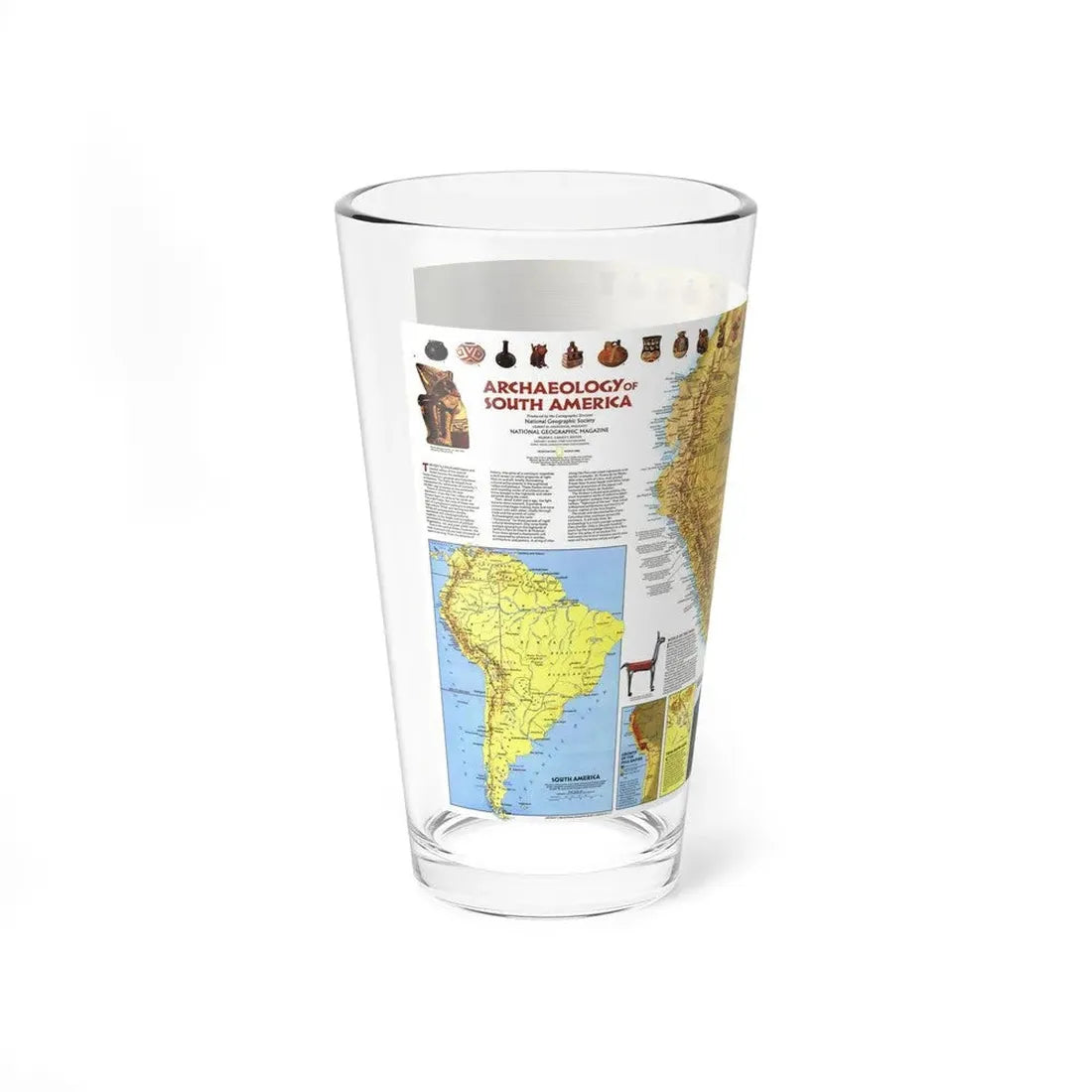 South America - Archaeology (1982) (Map) Pint Glass 16oz - Go Mug Yourself