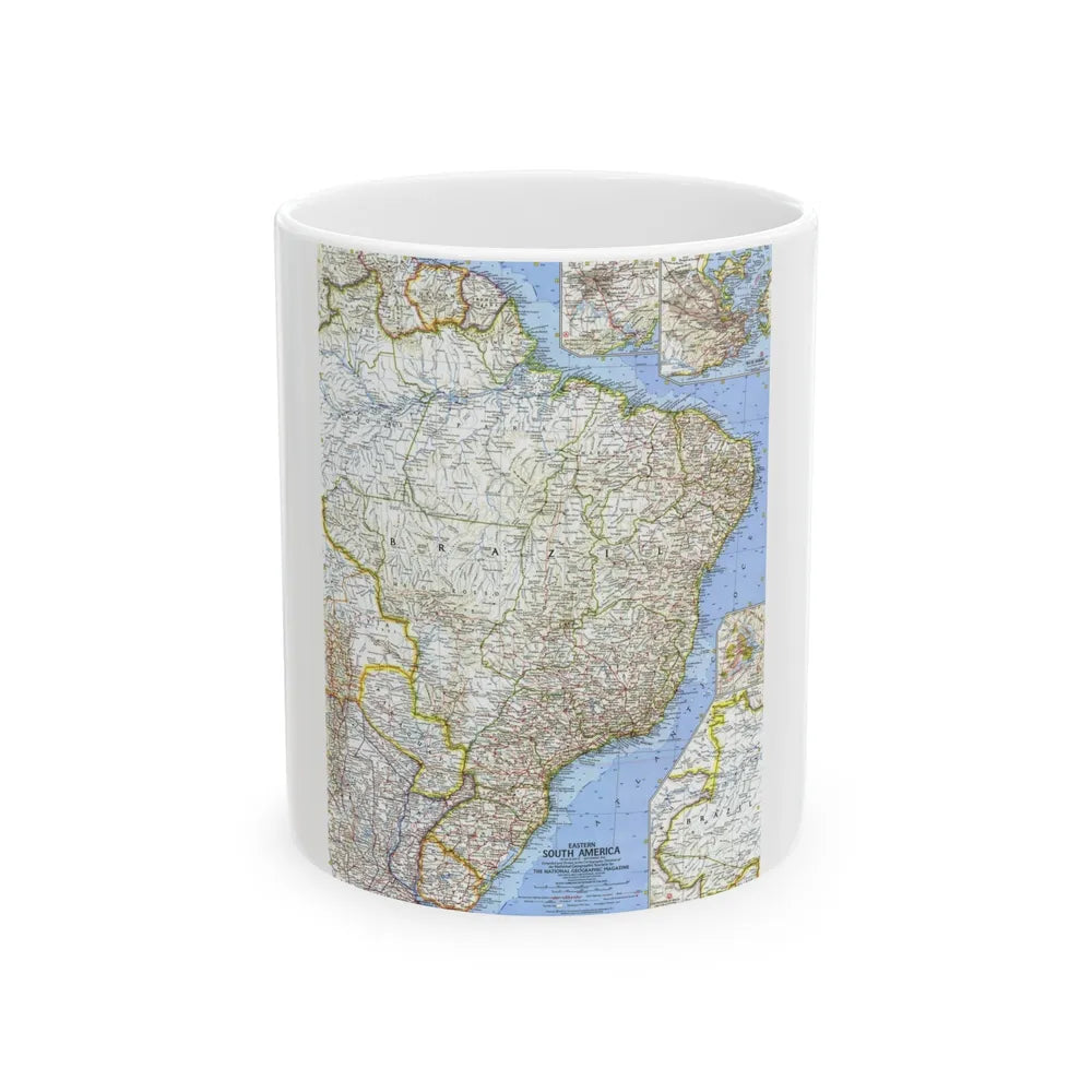 South America - Eastern (1962) (Map) White Coffee Mug-11oz-Go Mug Yourself