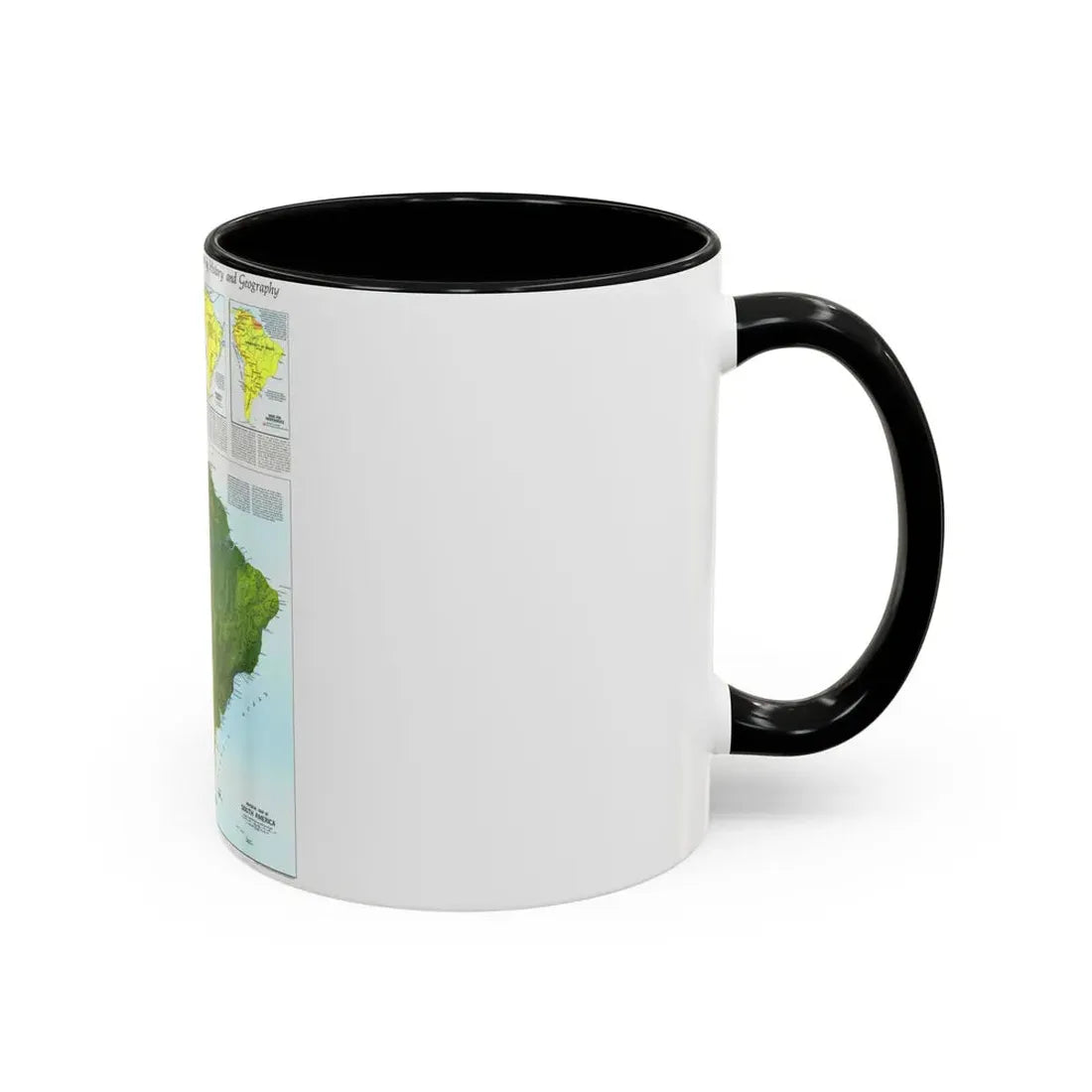 South America - Physical Map (1972) (Map) Accent Coffee Mug - Go Mug Yourself