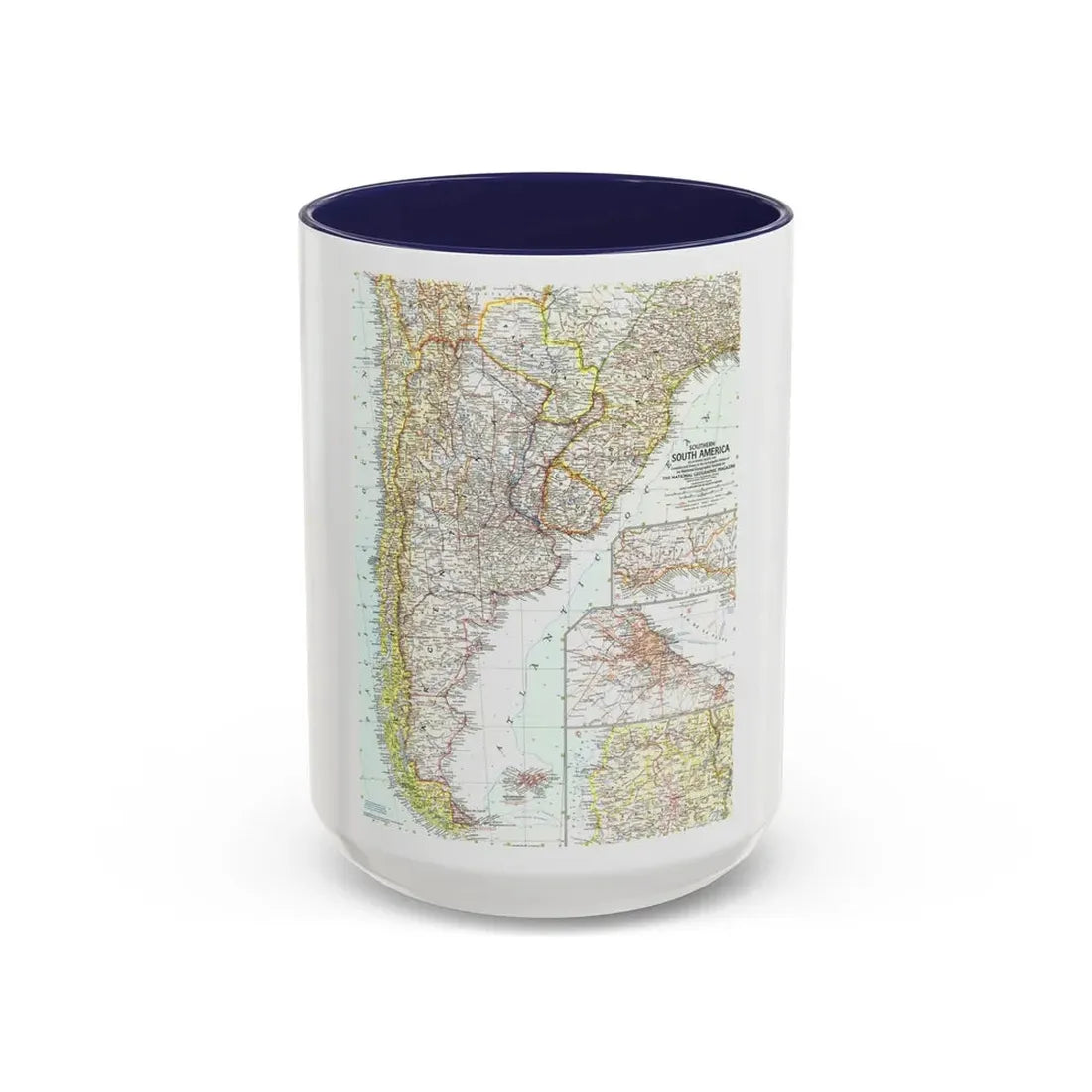 South America - Southern (1958) (Map) Accent Coffee Mug 15oz Navy - Go Mug Yourself