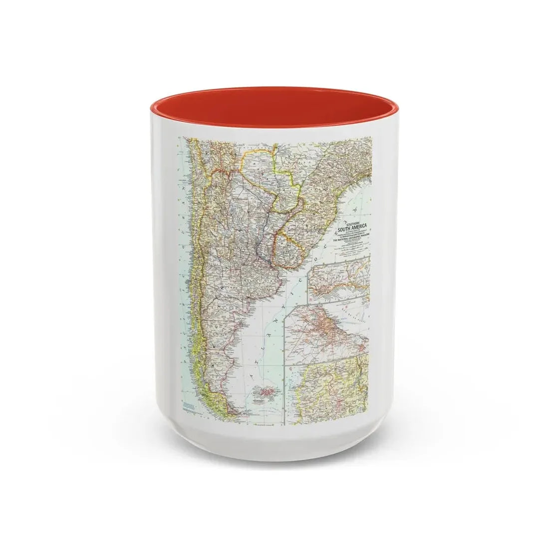 South America - Southern (1958) (Map) Accent Coffee Mug 15oz Red - Go Mug Yourself