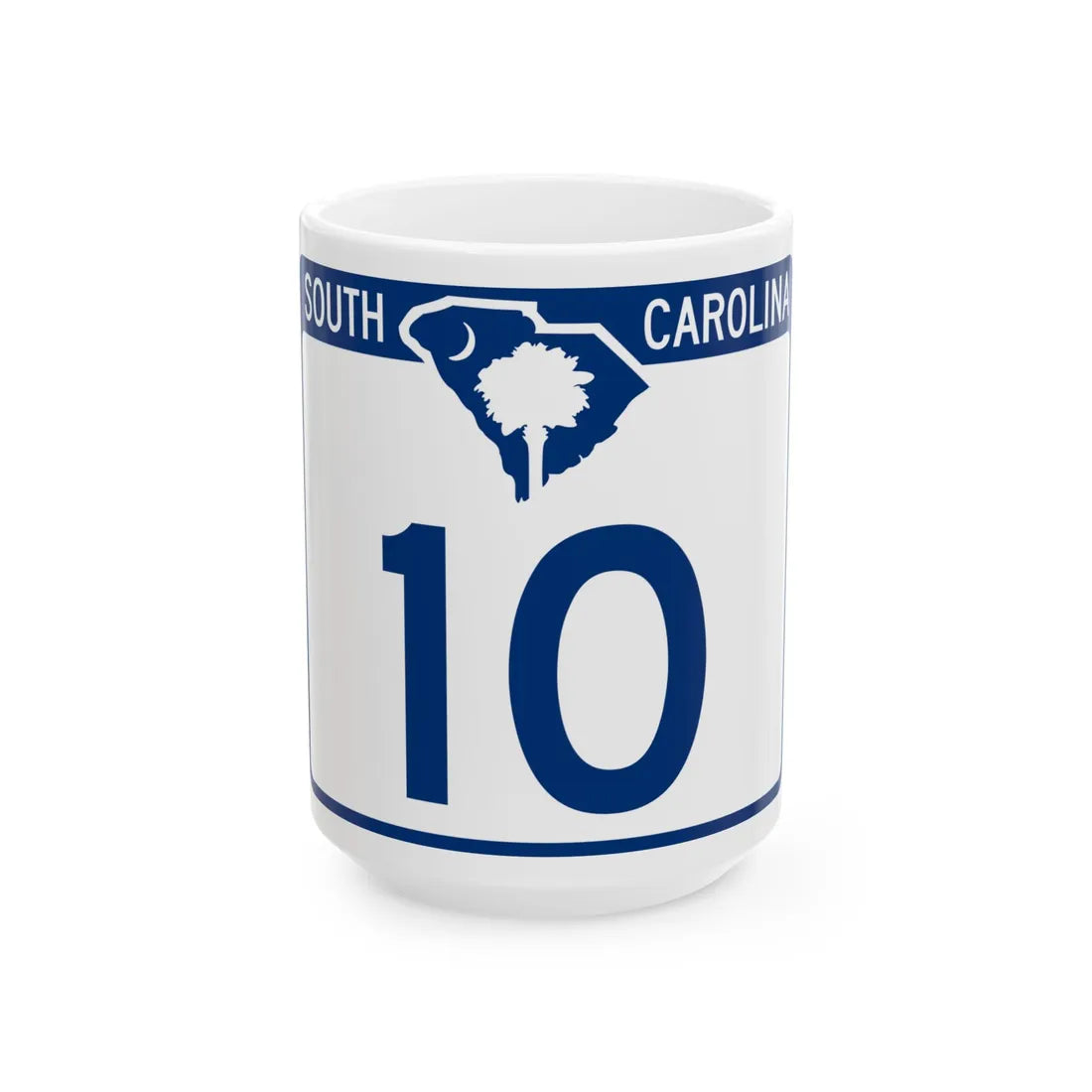 South Carolina 10 (South Carolina) (Road Sign) White Coffee Mug 15oz - Go Mug Yourself