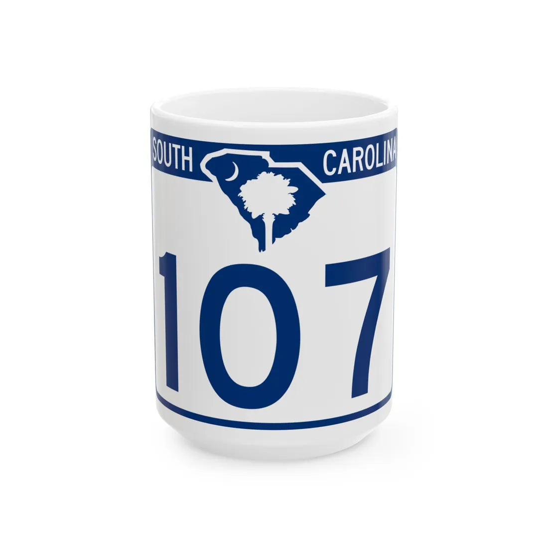 South Carolina 107 (South Carolina) (Road Sign) White Coffee Mug 15oz - Go Mug Yourself
