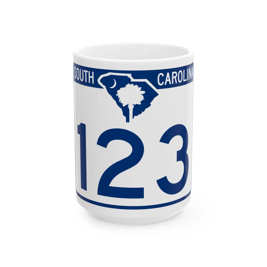 South Carolina 123 (South Carolina) (Road Sign) White Coffee Mug 15oz - Go Mug Yourself