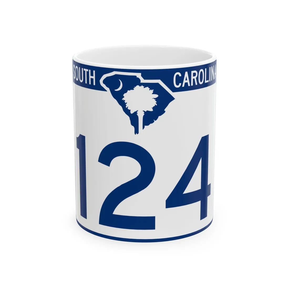South Carolina 124 (South Carolina) (Road Sign) White Coffee Mug 11oz - Go Mug Yourself