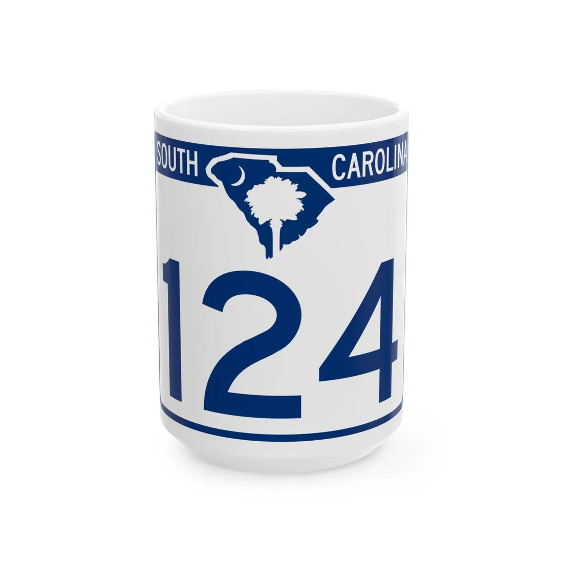 South Carolina 124 (South Carolina) (Road Sign) White Coffee Mug 15oz - Go Mug Yourself