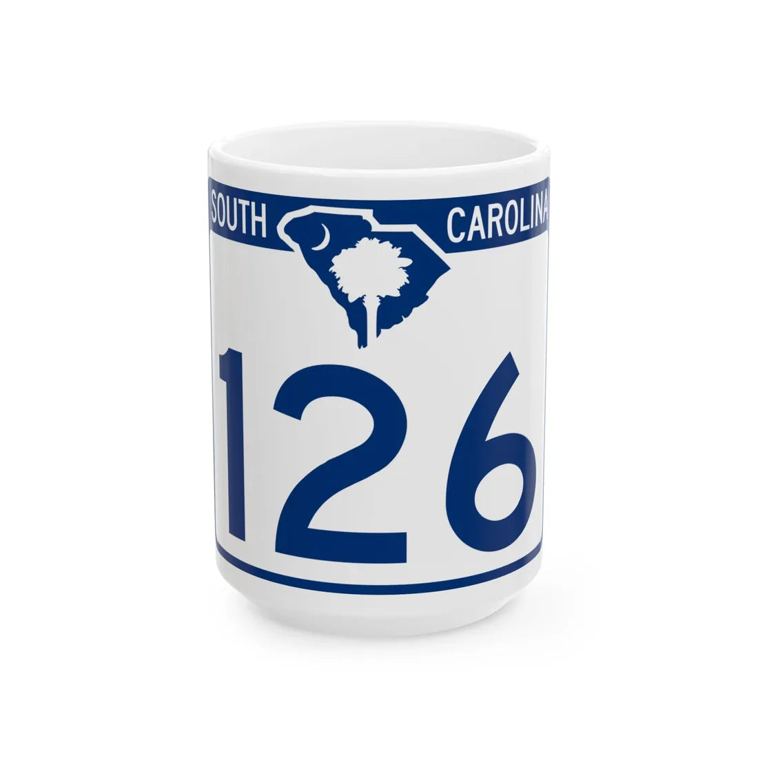South Carolina 126 (South Carolina) (Road Sign) White Coffee Mug 15oz - Go Mug Yourself