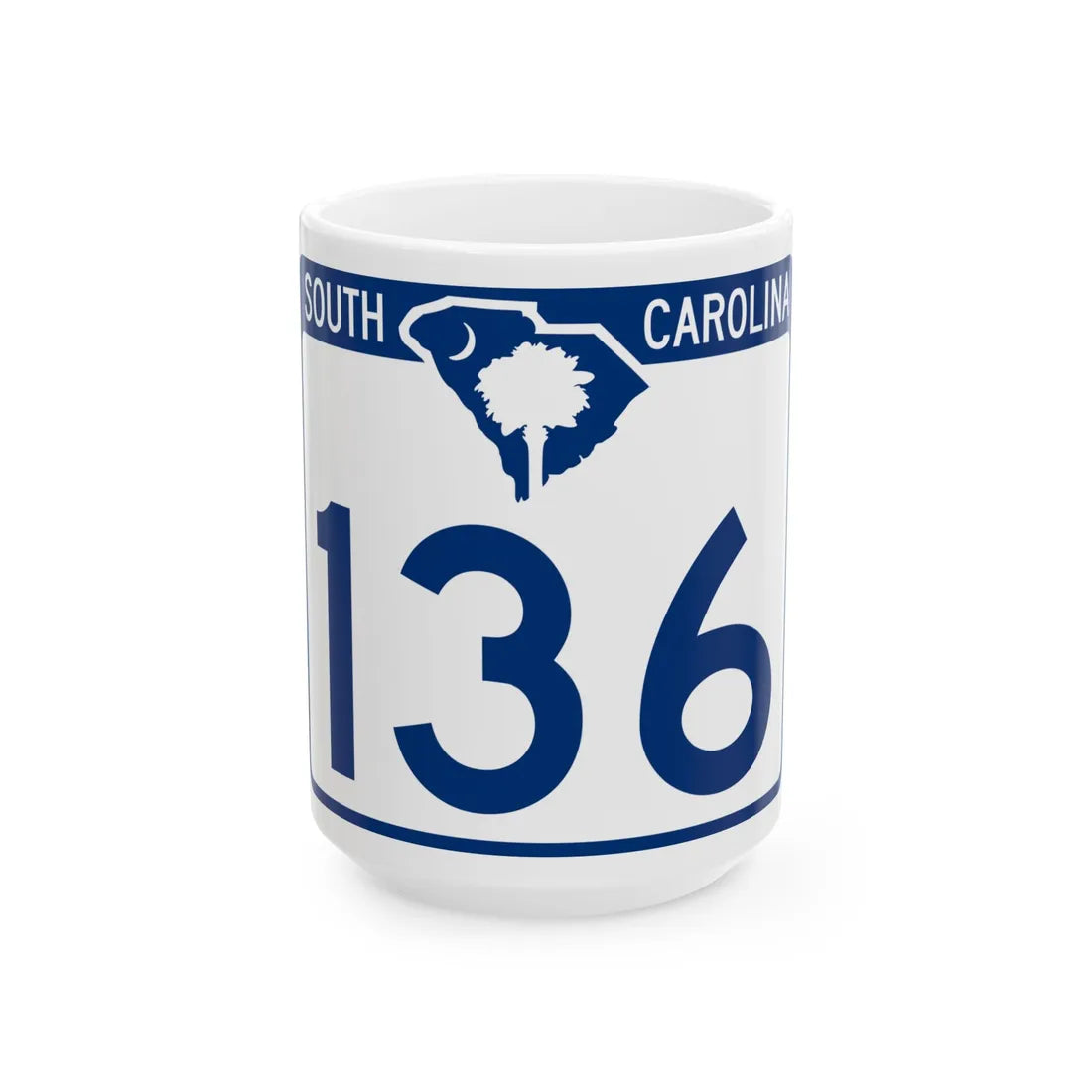 South Carolina 136 (South Carolina) (Road Sign) White Coffee Mug 15oz - Go Mug Yourself