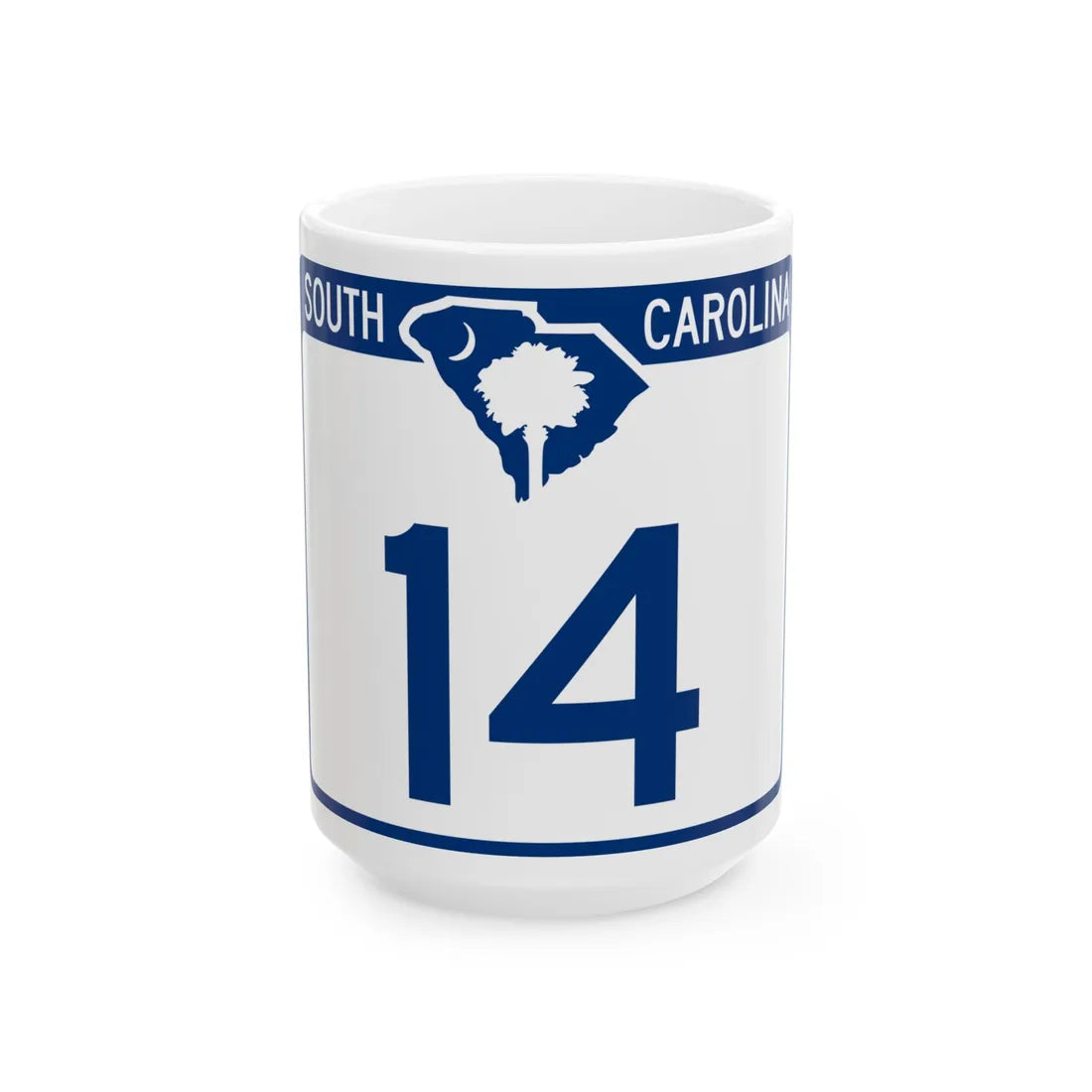South Carolina 14 (South Carolina) (Road Sign) White Coffee Mug 15oz - Go Mug Yourself