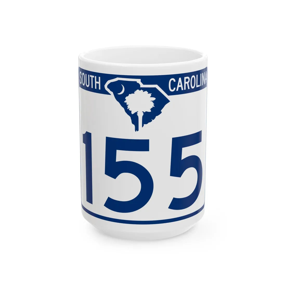 South Carolina 155 (South Carolina) (Road Sign) White Coffee Mug 15oz - Go Mug Yourself