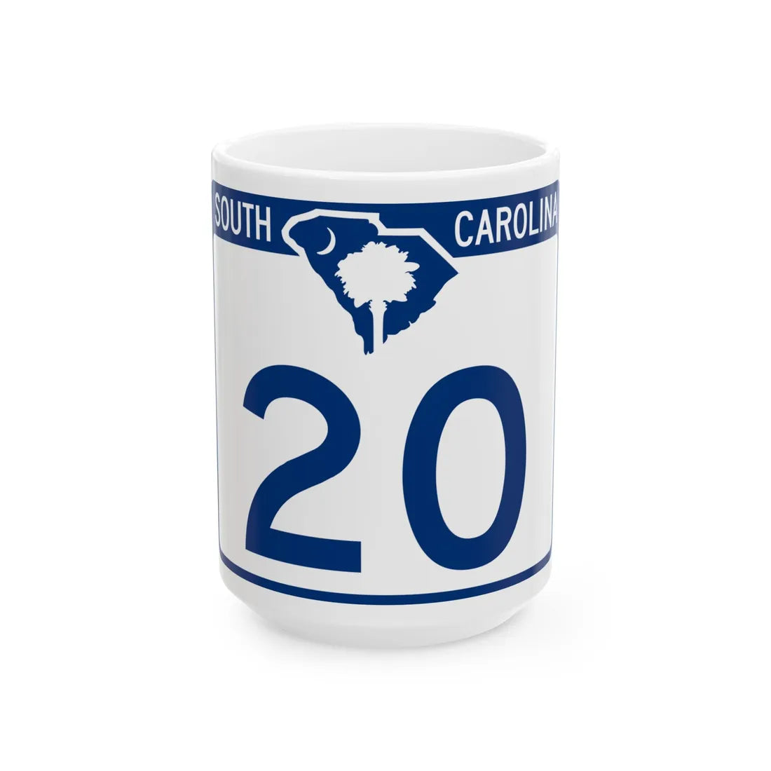 South Carolina 20 (South Carolina) (Road Sign) White Coffee Mug 15oz - Go Mug Yourself