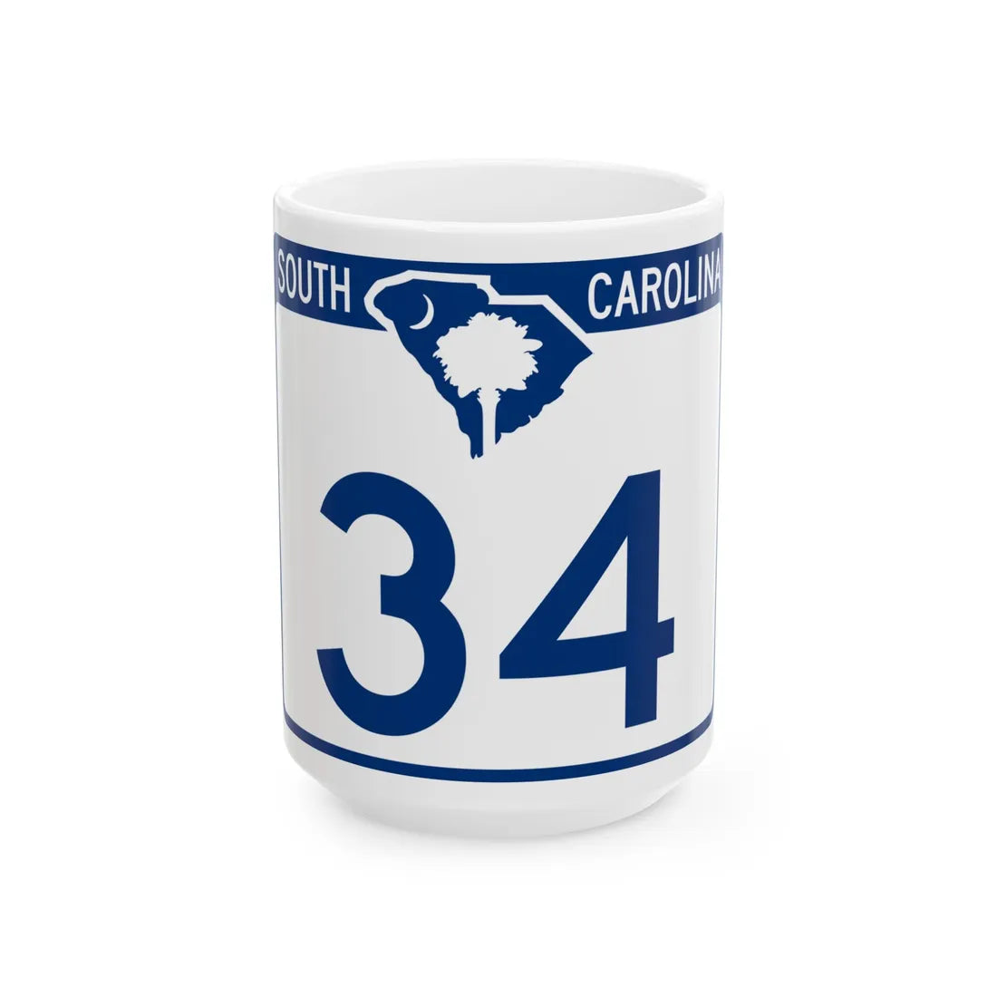 South Carolina 34 (South Carolina) (Road Sign) White Coffee Mug 15oz - Go Mug Yourself