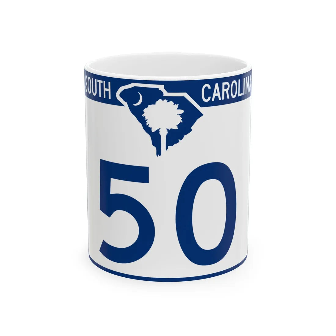 South Carolina 50 (South Carolina) (Road Sign) White Coffee Mug 11oz - Go Mug Yourself
