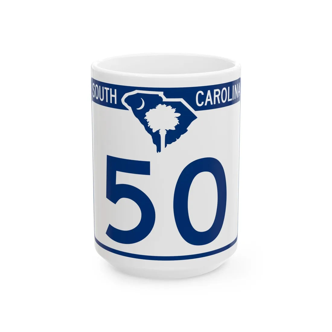 South Carolina 50 (South Carolina) (Road Sign) White Coffee Mug 15oz - Go Mug Yourself