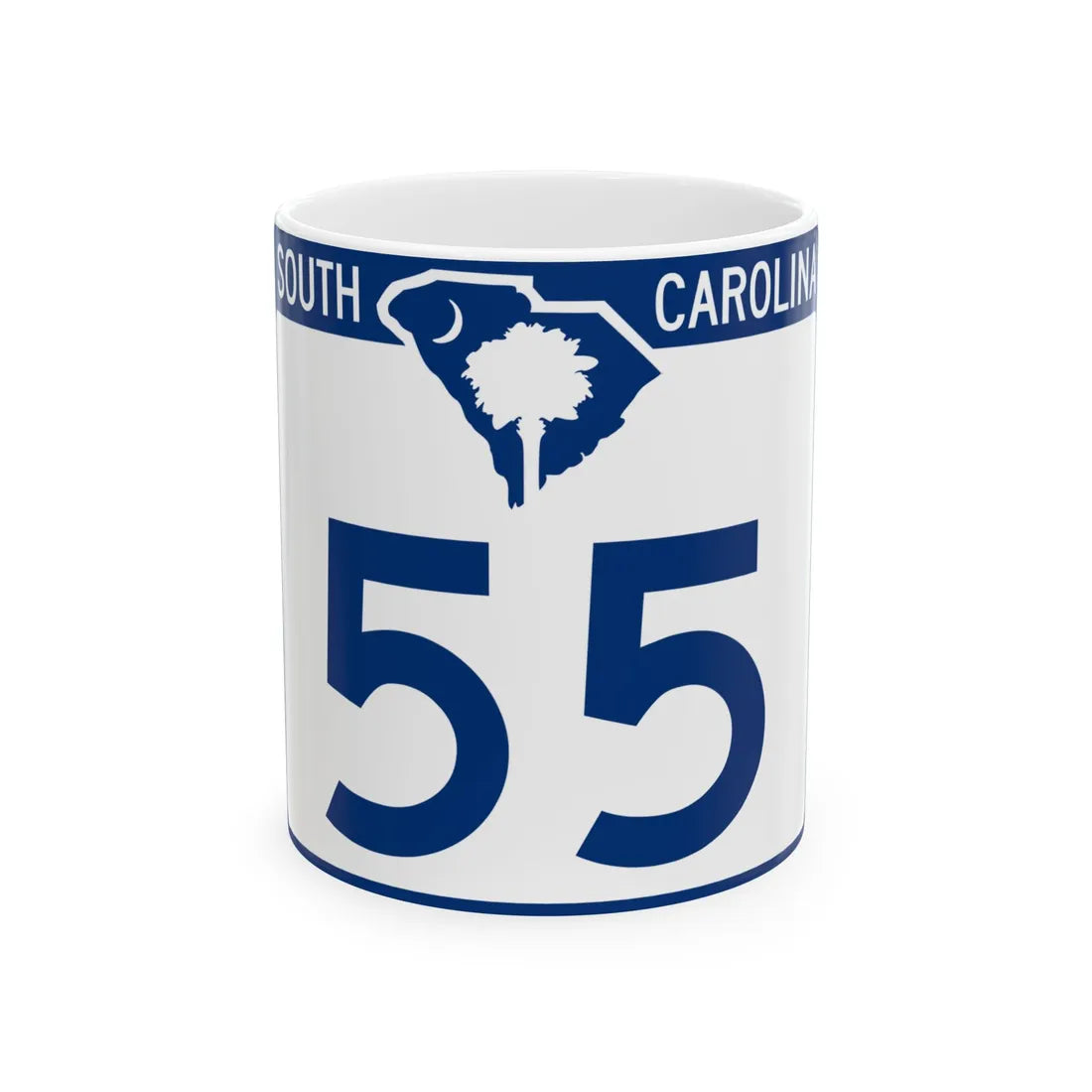 South Carolina 55 (South Carolina) (Road Sign) White Coffee Mug 11oz - Go Mug Yourself