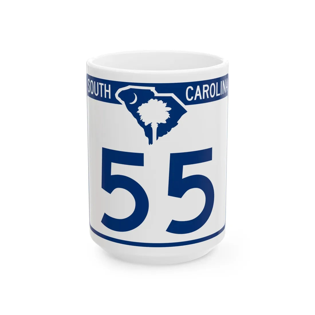 South Carolina 55 (South Carolina) (Road Sign) White Coffee Mug 15oz - Go Mug Yourself