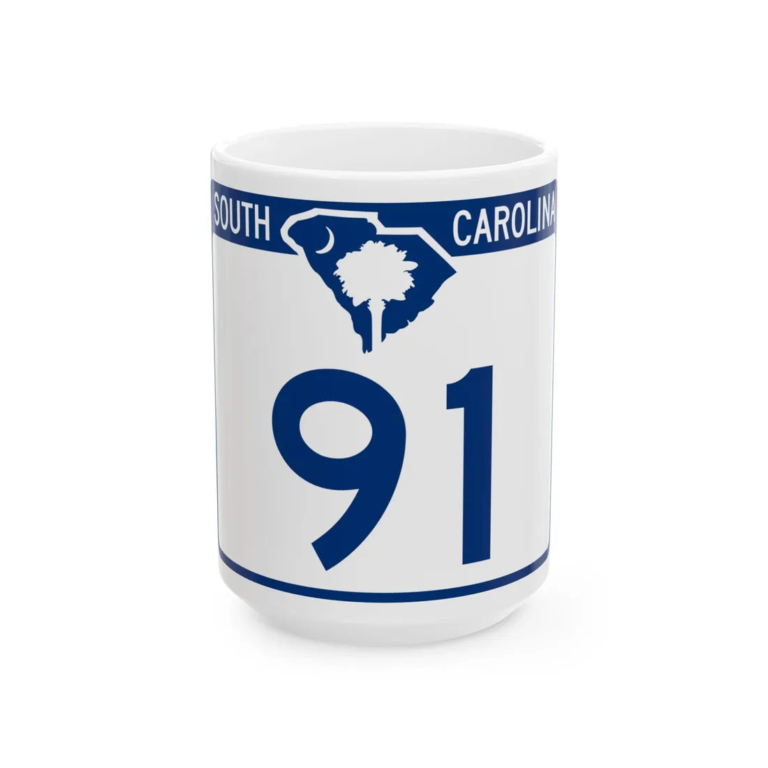 South Carolina 91 (South Carolina) (Road Sign) White Coffee Mug 15oz - Go Mug Yourself