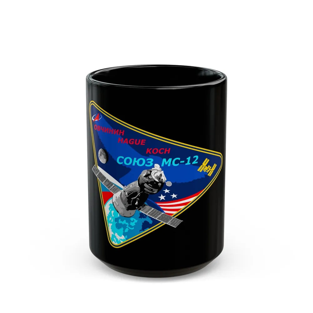 Soyuz MS-12 (Soyuz Programme) Black Coffee Mug-15oz-Go Mug Yourself