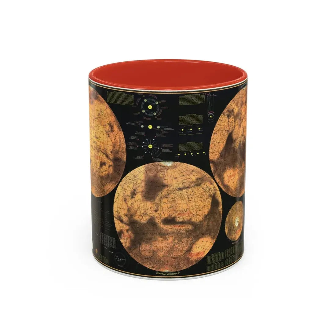 Space - MARS The Red Planet (1973) (Map) Accent Coffee Mug 11oz Red - Go Mug Yourself