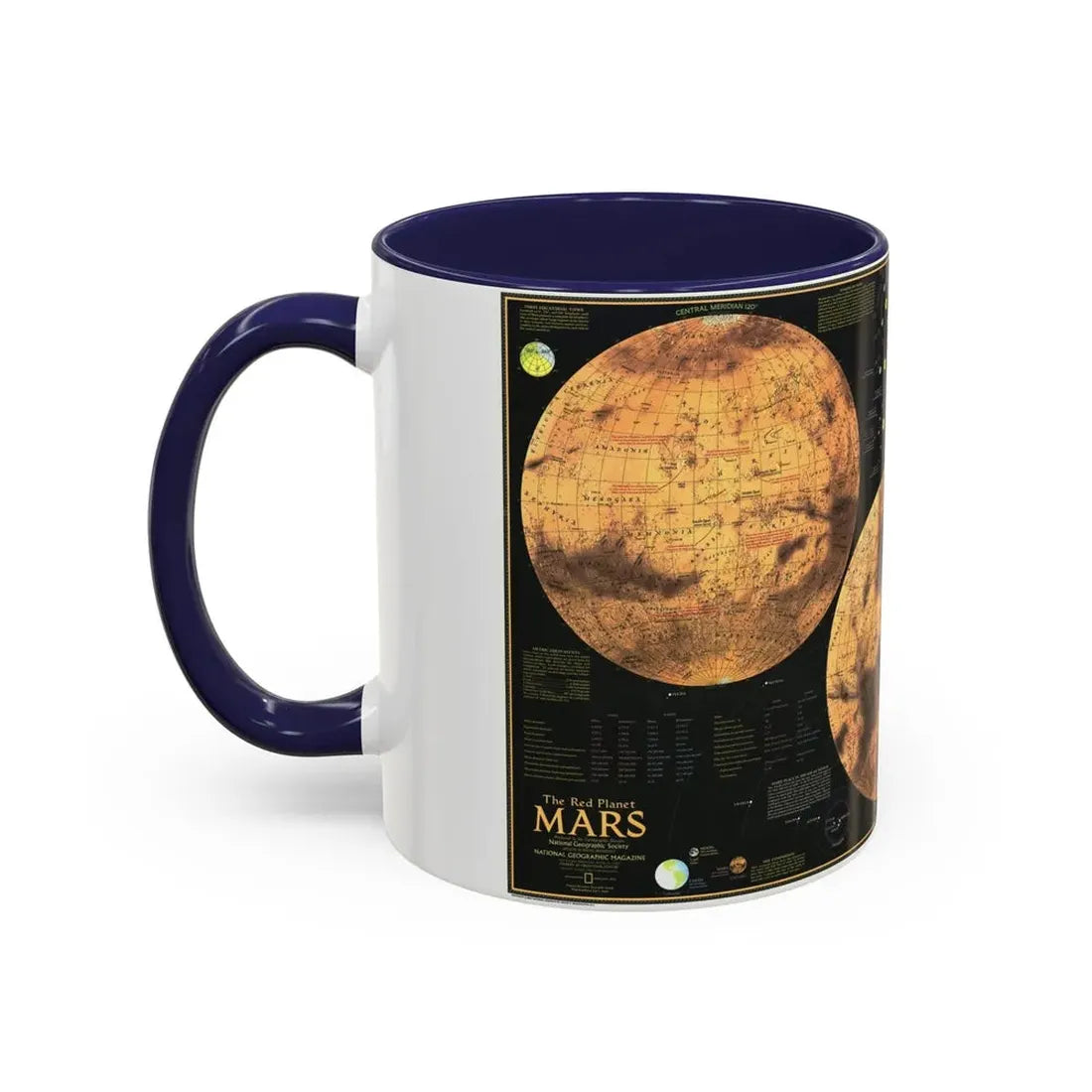 Space - MARS The Red Planet (1973) (Map) Accent Coffee Mug - Go Mug Yourself