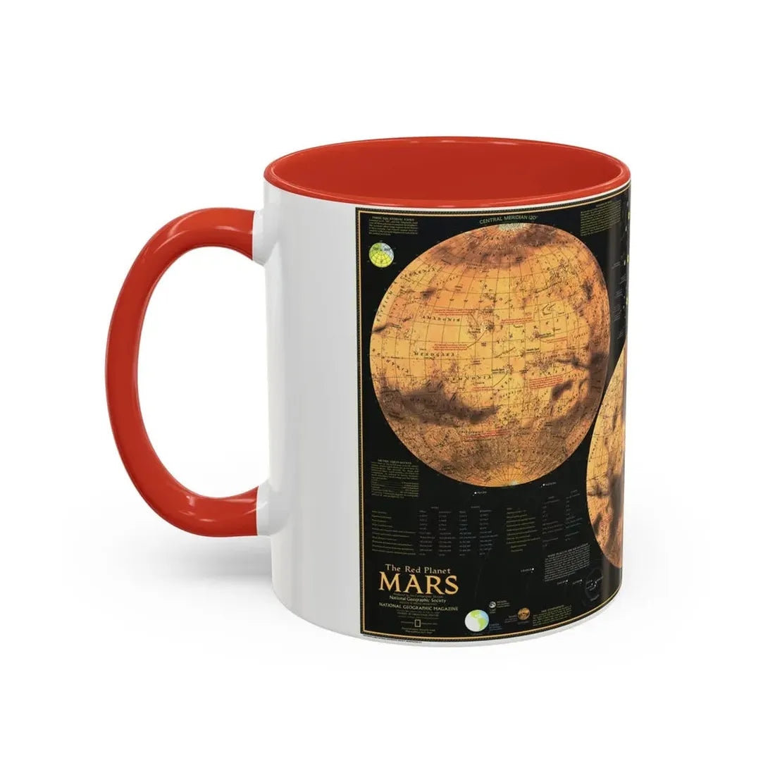 Space - MARS The Red Planet (1973) (Map) Accent Coffee Mug - Go Mug Yourself