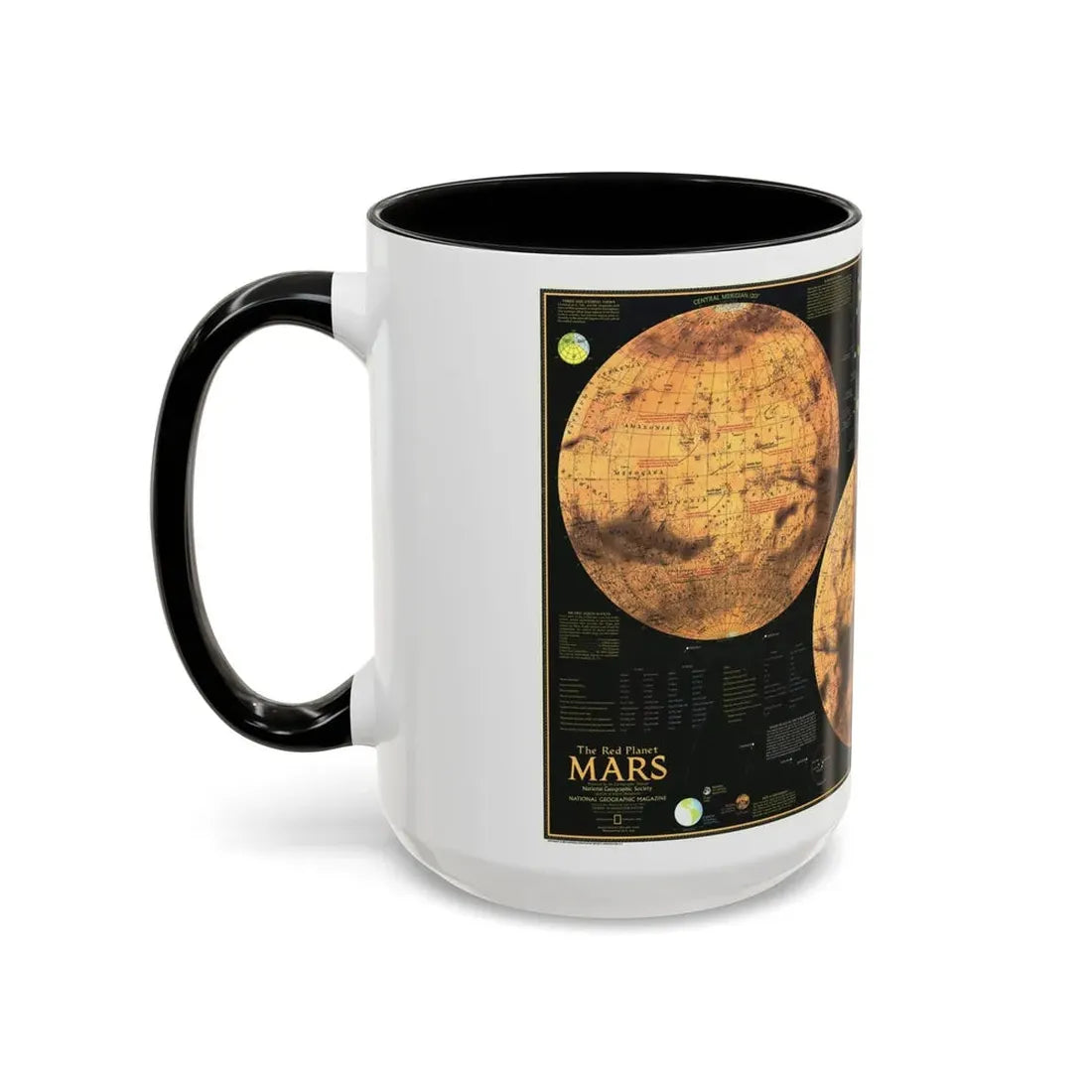 Space - MARS The Red Planet (1973) (Map) Accent Coffee Mug - Go Mug Yourself