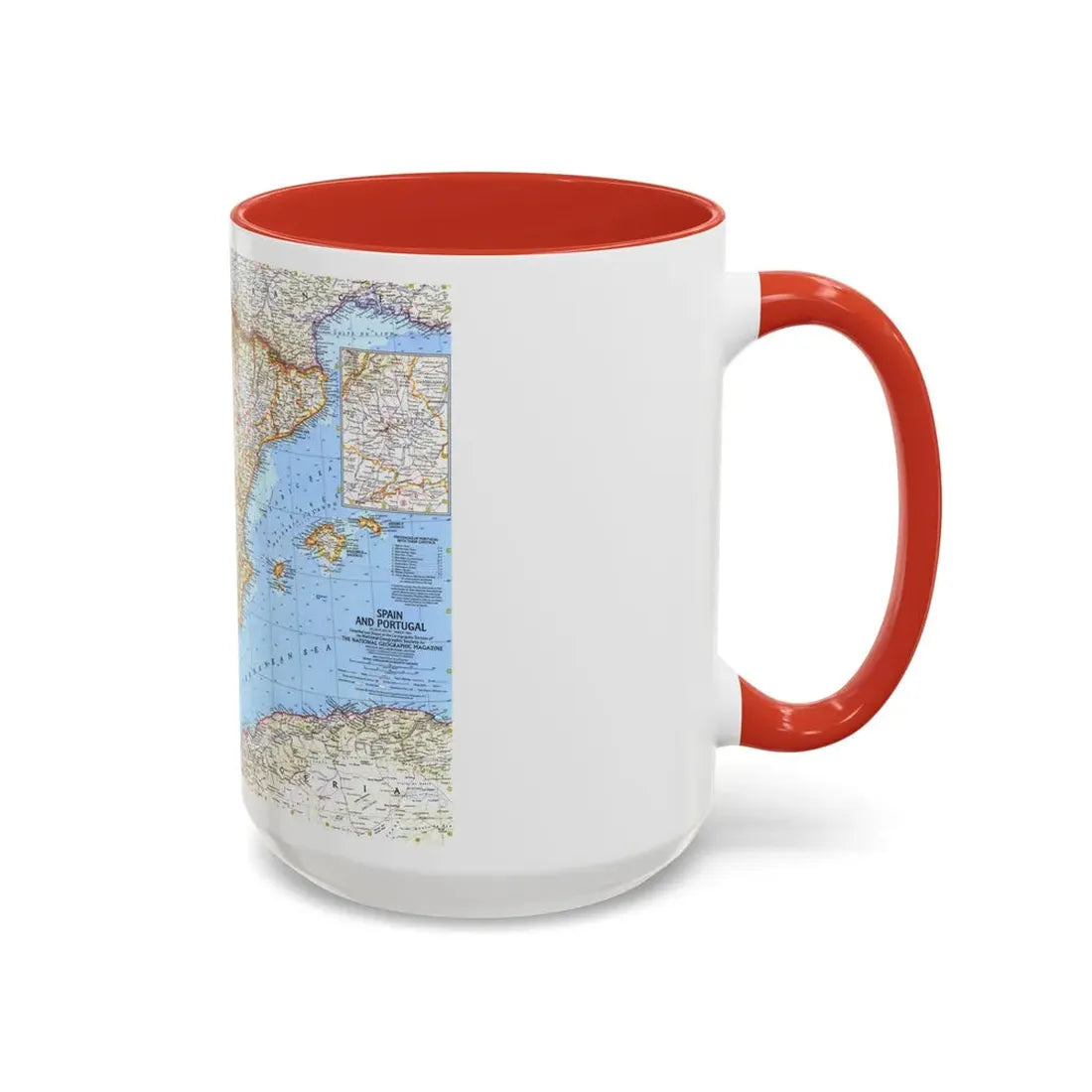 Spain and Portugal (1965) (Map) Accent Coffee Mug - Go Mug Yourself