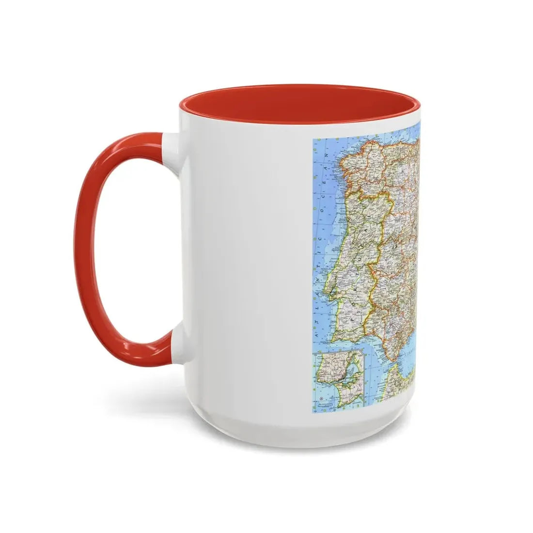 Spain and Portugal (1965) (Map) Accent Coffee Mug - Go Mug Yourself