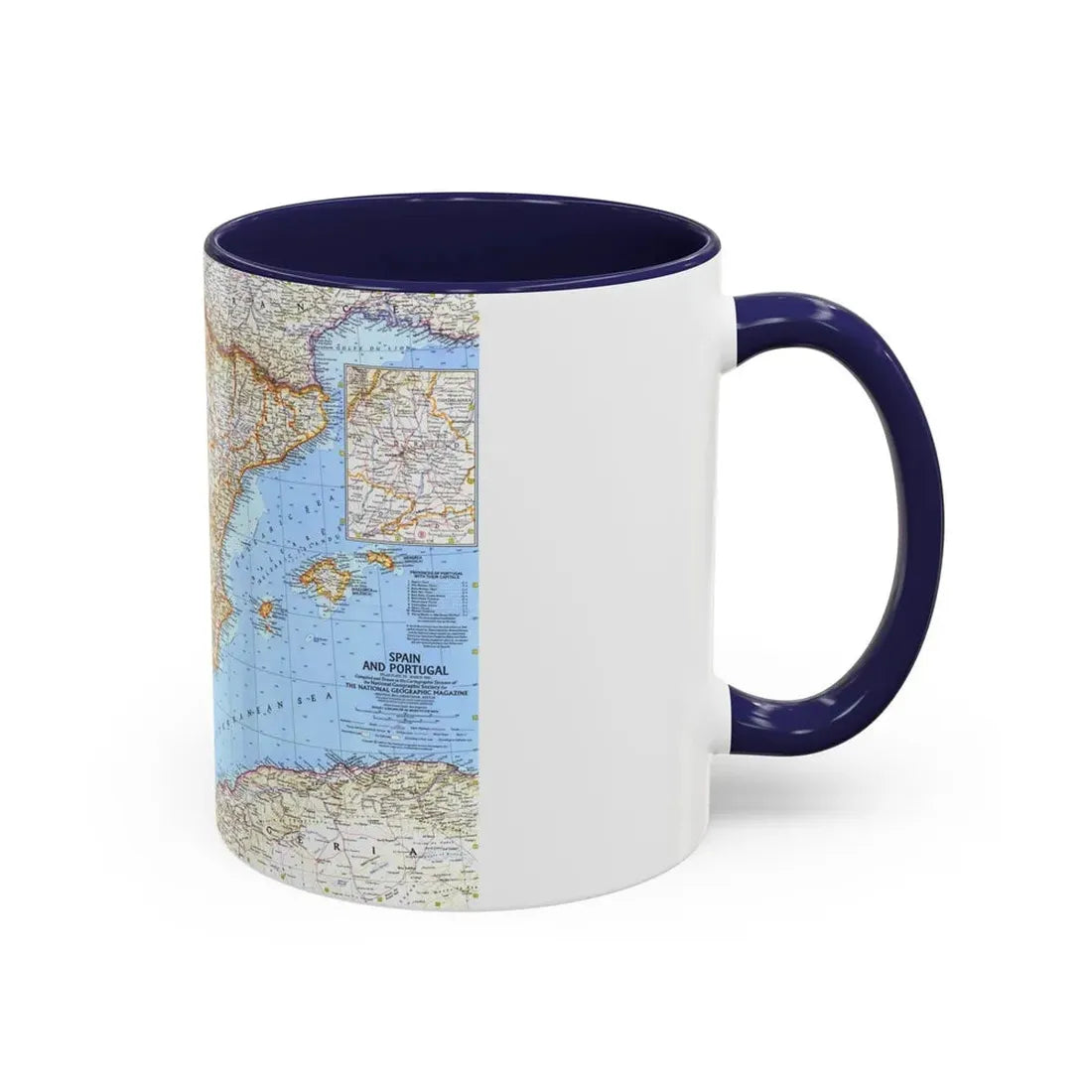 Spain and Portugal (1965) (Map) Accent Coffee Mug - Go Mug Yourself